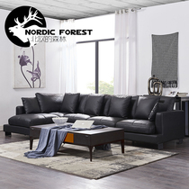  Leather sofa Modern minimalist first floor cowhide leather art sofa size apartment sofa living room complete L-shaped combination