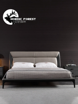 Italian Style Light Luxury double bed Leather Bed Nordic Minimalist Master Bedroom of Wedding Bed Atmosphere Modern Wedding Bed Soft Bunk Bed