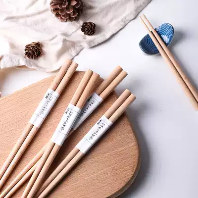Export beech chopsticks Natural bamboo chopsticks creative household chopsticks Japanese solid wood tableware pointed chopsticks non-slip chopsticks