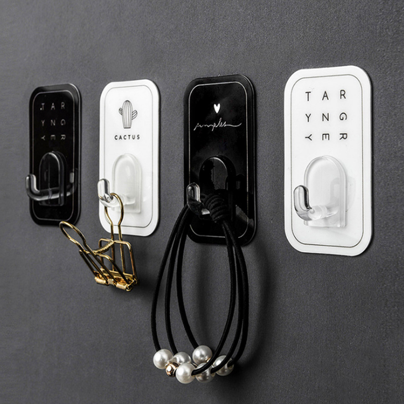 Creative Home Without Mark Adhesive Hook Kitchen Bathroom Door Rear Hook Plastic Hanging Clothes Hook Powerful Sticky Hook 2 Clothes