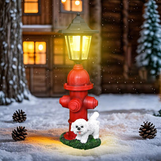 Cross-Border New Fire Hydrant Dog Resin Ornament Solar-Powered Outdoor Garden Courtyard Lawn Decoration Waterproof