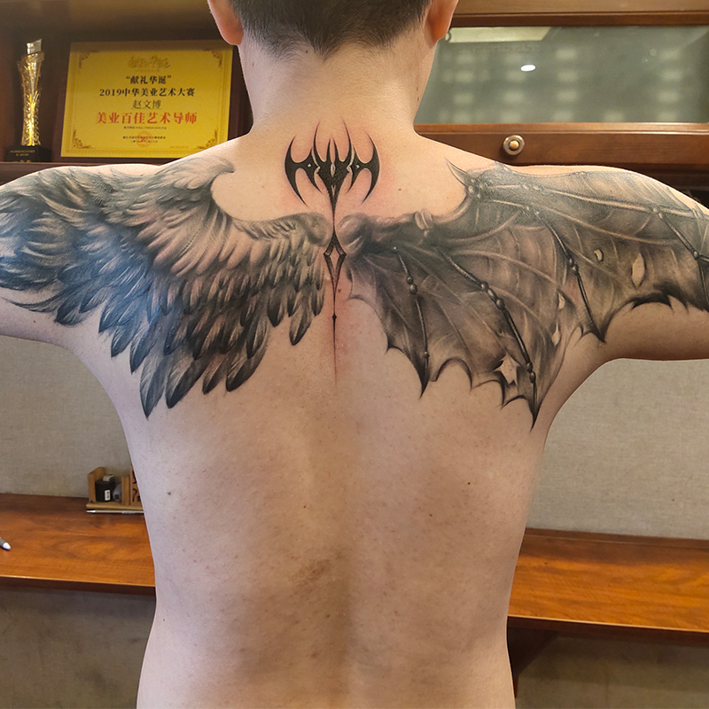 【Large Wings on the Back】Juice Tattoo Sticker Herbal Semi-Permanent Waterproof Non-Reflective Realistic Long-Lasting Large Image for Men