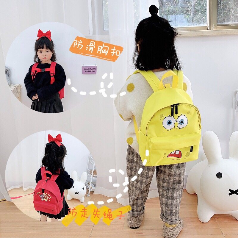 Kindergarten School Bag New Cute Mini Anti-Walking Lost Baby Shoulder Bag Chest Button Fashion Cartoon Elementary School Kids Double Shoulder Bag