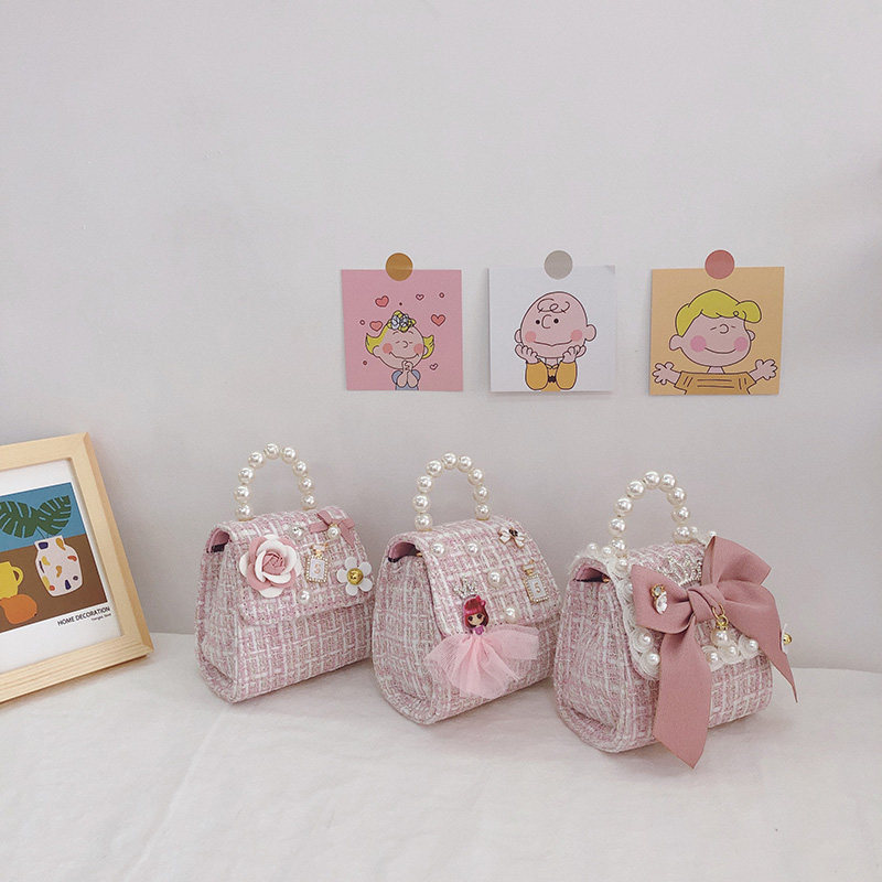 Net Red Child Package Girls 2021 new Fashion cute Italico Bag Foreign Pie Princess Meimploy Pearl Handbag Tide