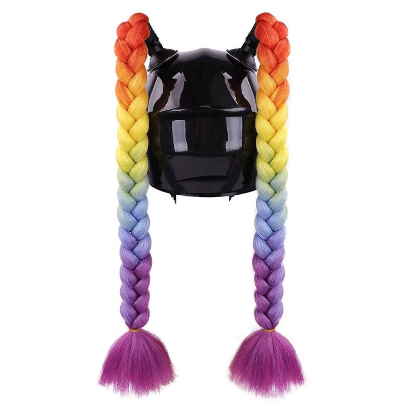 Colorful Wig Helmet Decoration Braids Ponytail Dreadlocks Motorcycle Electric Scooter Electric Bike Motorcycle Helmet Suction Cup Braids