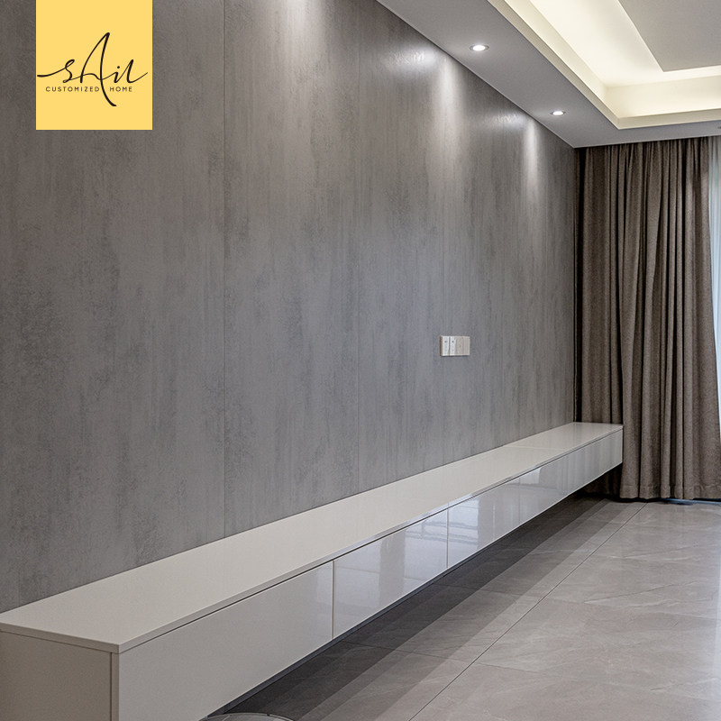 Xi'an living room wall panel decoration solid wood high-grade gray TV background wall customization industrial wall panel customization