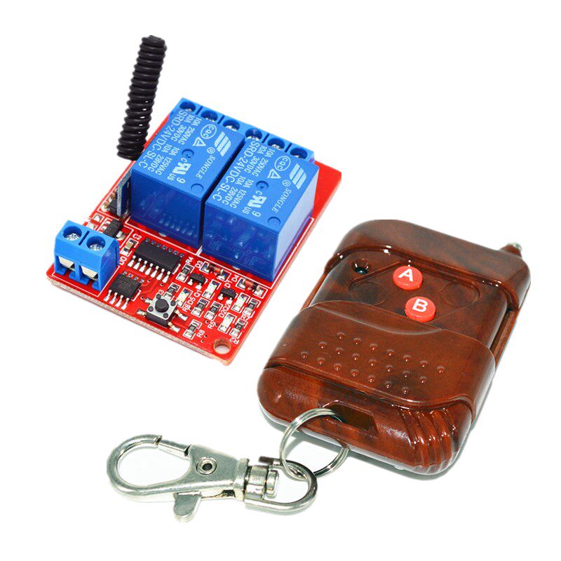 433M wireless remote control 24V2 road wireless learning module 2 key peach wood remote control wireless remote control switch