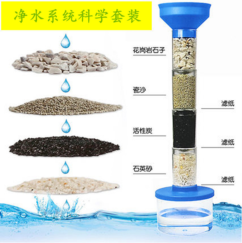 科技小制作 净水系统模拟器 污水净化处理小实验 小学科学仪器