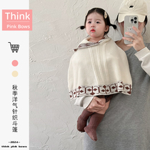 Baby autumn fashionable knitted cloak baby coat autumn hooded cloak sweet little princess shawl outing wear