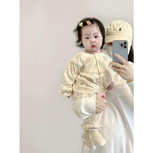 Детский демисезонный комплект для раннего возраста, весеннее боди для выхода на улицу, в западном стиле