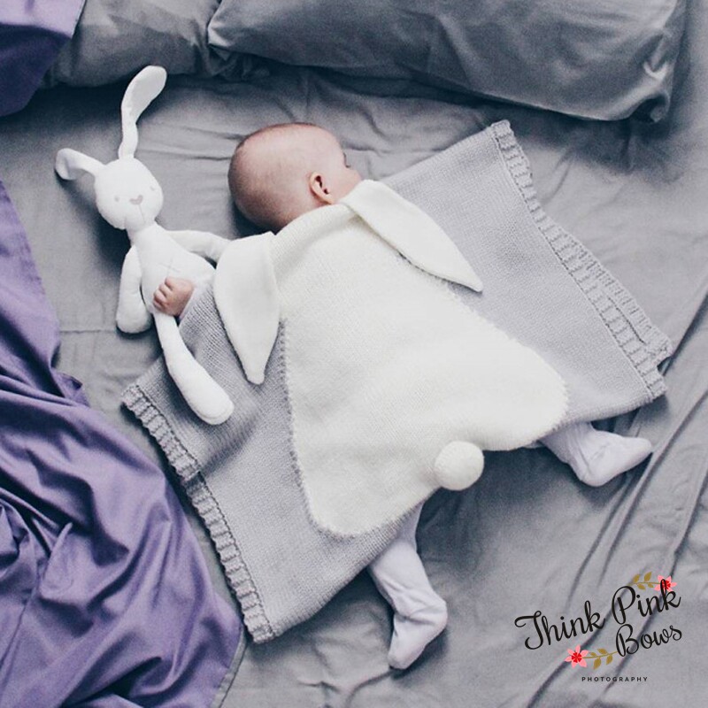 INS Spring and Autumn Knitting Blanket Baby Baby Baby White Bear Cubic Blanket Baby Carpet Carpet