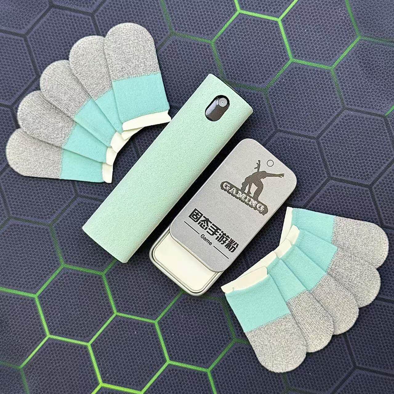 ゲーミングフィンガースリーブギフトパック（60個入り）：eスポーツ用防汗フィンガースリーブ、滑り止め、耐久性、洗浄パウダー付き。