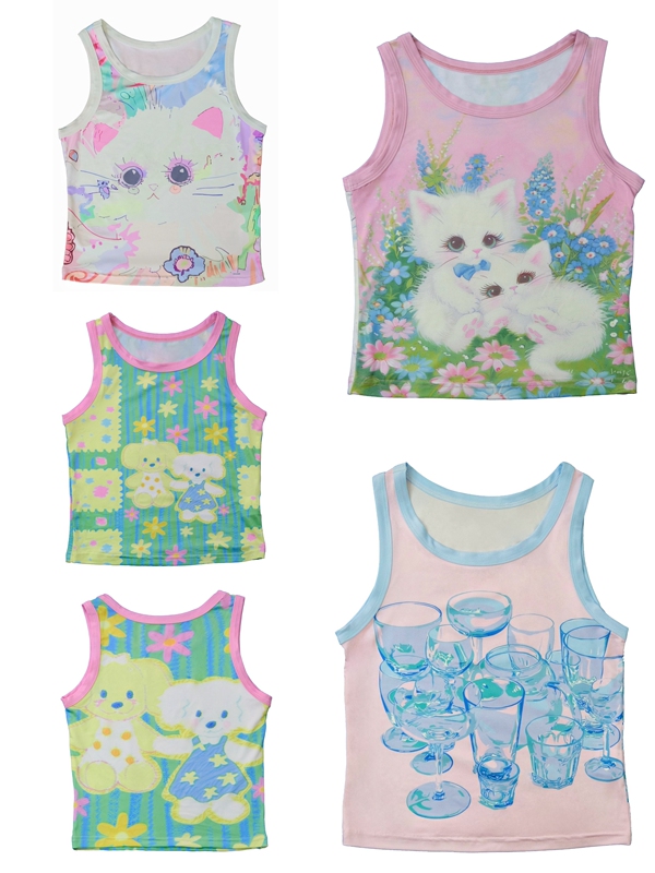 Meow Cat Chuangshi Original Cartoon Slim Fit Vest Meow Cat Chuangshi Original Cartoon Slim Fit Vest