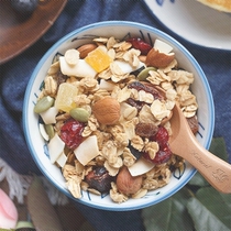 Mix fruits and nuts dry eat maple syrup oatmeal ready to eat