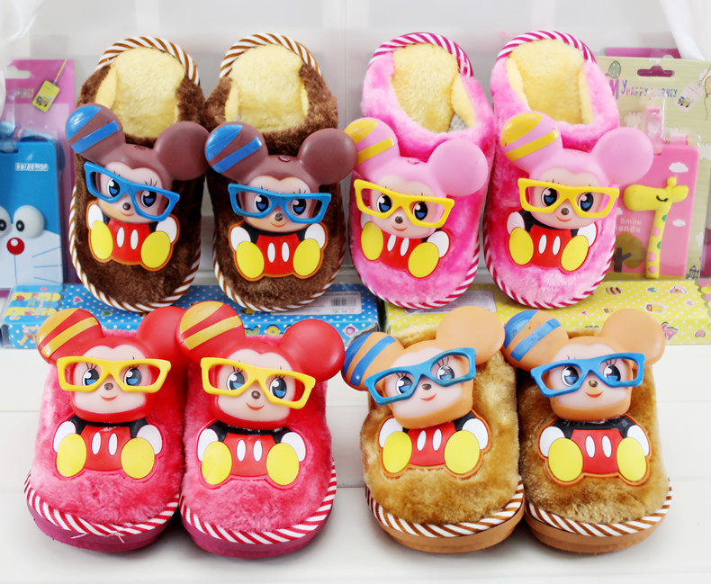 Chaussons enfants en suède pour hiver - semelle caoutchouc - Ref 1005083 Image 5
