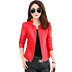 2018 mới Hained leather nữ ngắn Phần phiên bản Hàn Quốc của áo khoác mỏng mỏng cổ áo kích thước lớn áo khoác nữ đứng - Quần áo da Quần áo da