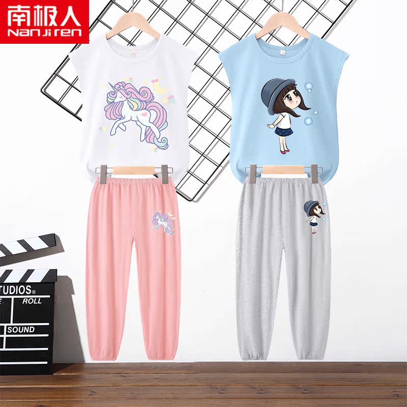 Ít Daisy Kids Cô gái mùa hè váy thiết lập năm 2020 mới 12 tuổi cô gái ngắn sleevechildren mùa hè hai mảnh bộ.