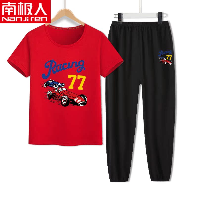 Nam Cực trai Summer Outfit 2020 New triều trai trắng ngắn tay Kids Loose mùa hè cho trẻ em ăn mặc.