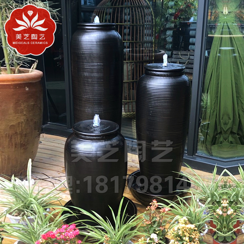 Pool Fountain Flowing Water Pottery Jars Water Spray Large Vases Automatic Cycle Water Landscape Gushing Springs Pottery Jar humidifiers Humidifiers Swing pieces