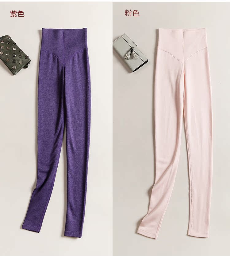 Nữ mùa thu đông cộng với quần nhung dày ấm Quần lửng cạp cao quần dài chân quần legging mặc quần mỏng quần thun ôm
