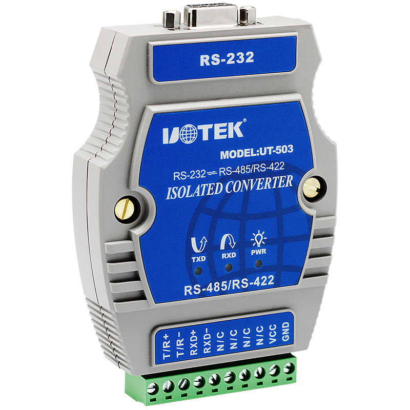 Yutai UT-502 intelligent RS232 to RS485 dual rail converter with light isolation lightning protection type