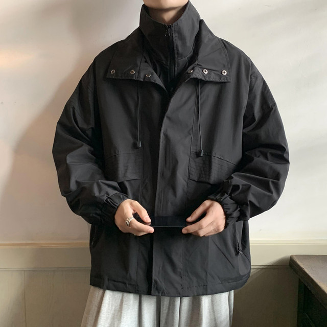 Fake Two-Piece Japanese-Style Windbreaker Jacket for Men, Autumn and Winter 2025 New Style, Cool and Versatile Casual Lapel Jacket