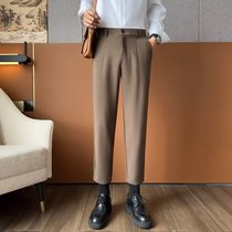 90% casual pants pituitary pants male ochre pants western dress pants new vinyday retro pure color minimalist straight cylinder little western pants