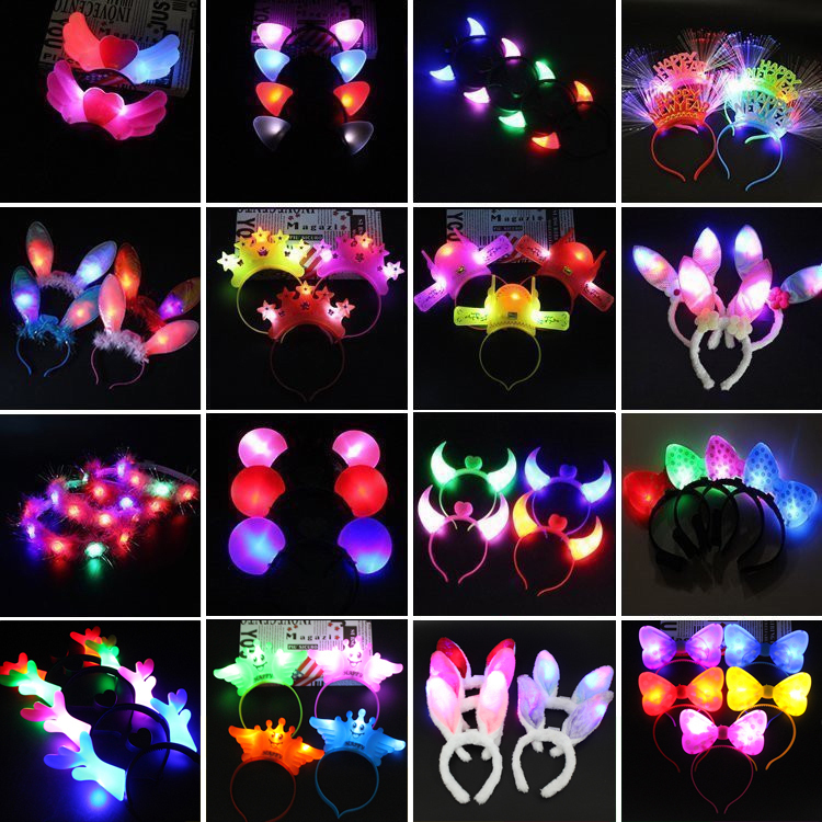 Luminous headgear antler hair hoop horn hairclip adult flash hair hoop children's toys Night Market gift stalls