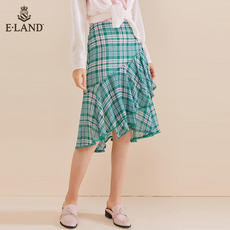 ELAND DRESS CODE Elegant Temperament skirt A character dress Stern Skirt Fresh Casual Half Body Dress