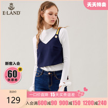 ELAND clothing love Korean version of fashion personality trend simple suspender vest horse clip outside female attachment