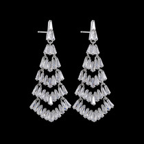 Elegant earrings European and American high-end ear jewelry flash zircon drop earrings S925 sterling silver bridal wedding dress accessories