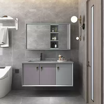 Light luxury Rock board simple modern bathroom cabinet combination smart dressing room wash basin wash table wall cabinet