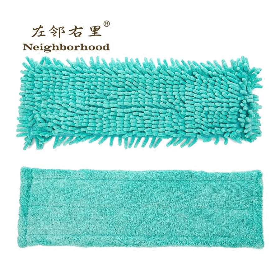 Super flat mop head polyester microfiber chenille replacement head floor tile glass cleaning and waxing