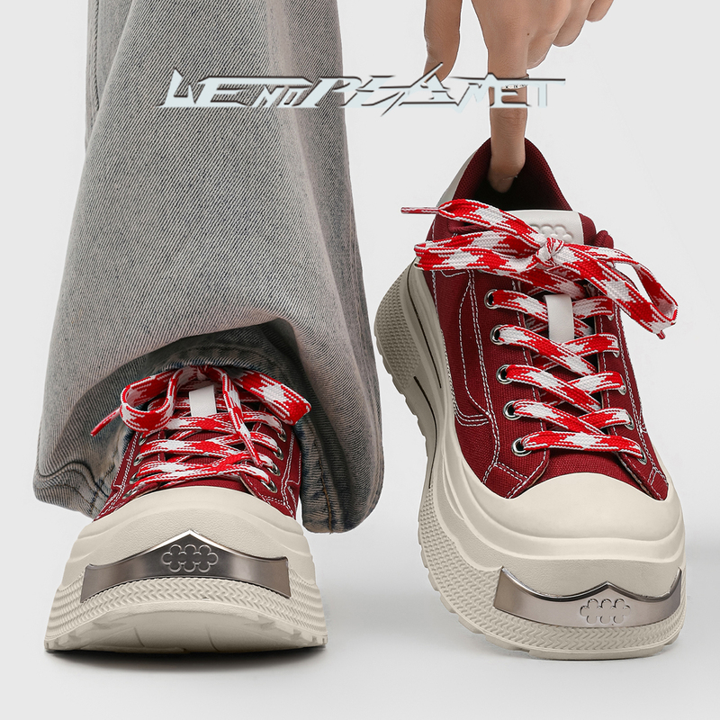 Ueno Planet 2026 New Original Thick-Soled Height-Increasing Canvas Shoes for Men and Women, Versatile Casual Sports Trendy Red Sneakers