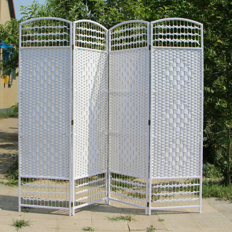 Pastoral straw screen partition living room modern minimalist rattan decoration folding screen solid wood folding mobile bedroom shelter