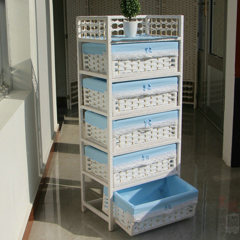 Rattan storage cabinet drawer type children's cabinet newborn baby wardrobe five-layer locker simple multi-layer wardrobe