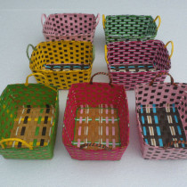 Storage basket straw storage basket desktop storage basket finishing box fragmentary storage box toy storage box toy storage blue household