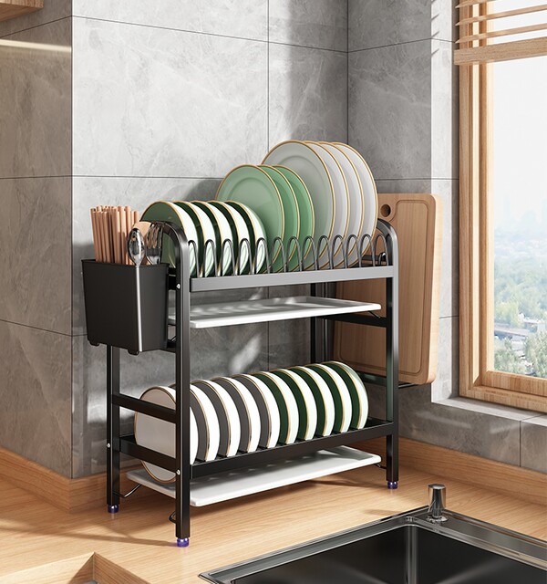 Kitchen bowl rack drain rack cabinet storage rack household countertop multi-function bowl plate bowl plate chopsticks storage rack box