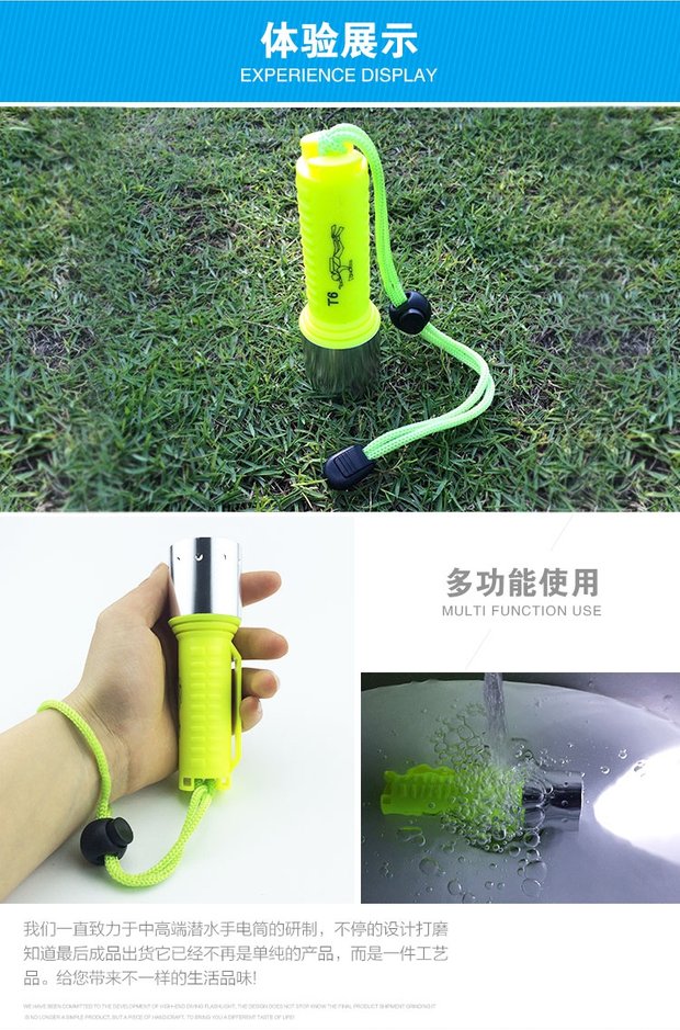 Chiếu sáng ngoài trời câu cá 10W T6 siêu nhẹ dưới nước tầm xa chống nước ánh sáng trắng dài 30 m đèn pin dùng pin đại