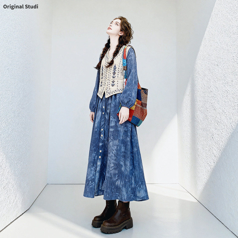 Ethnic Style Embroidered Vest Dress Set for Women, 2026 Autumn New Style, Very Beautiful and Pretty Printed Long Skirt Ethnic Style Embroidered Vest Dress Set for Women, 2026 Autumn New Style, Very Beautiful and Pretty Printed Long Skirt