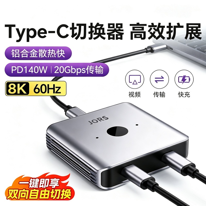 Type-C Switcher Type-C3.1 Bidirectional Usbc Thunderbolt 4 Splitter Suitable for Apple Display One-In Two-Out Lossless Plug-And-Play Laptop Host 2-in 1-Out Type-C Switcher Type-C3.1 Bidirectional Usbc Thunderbolt 4 Splitter Suitable for Apple Display One-In Two-Out Lossless Plug-And-Play Laptop Host 2-in 1-Out