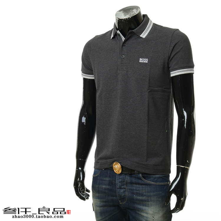 良品 Hugo Boss Green Nhãn Nam Áo sơ mi ngắn tay màu rắn 50302557 10102943 store t shirt