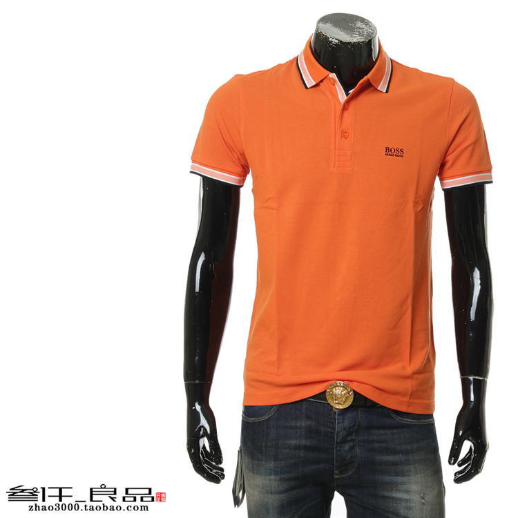 良品 Hugo Boss Green Nhãn Nam Áo sơ mi ngắn tay màu rắn 50302557 10102943 store t shirt