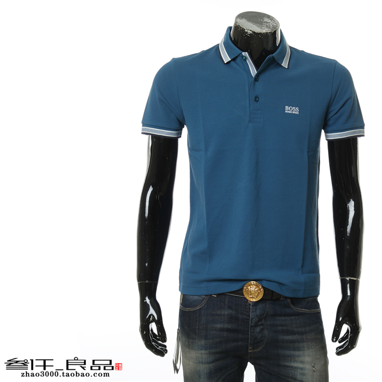 良品 Hugo Boss Green Nhãn Nam Áo sơ mi ngắn tay màu rắn 50302557 10102943 store t shirt