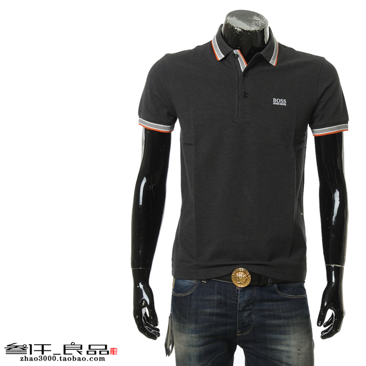 良品 Hugo Boss Green Nhãn Nam Áo sơ mi ngắn tay màu rắn 50302557 10102943 store t shirt