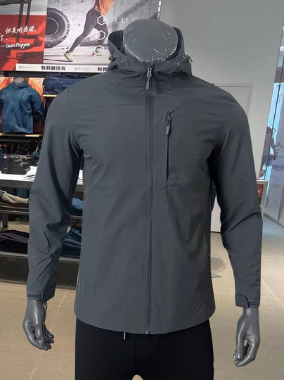 运动茄克男跑步外套户外冲锋衣春秋款休闲连帽夹克防水防风衣现货