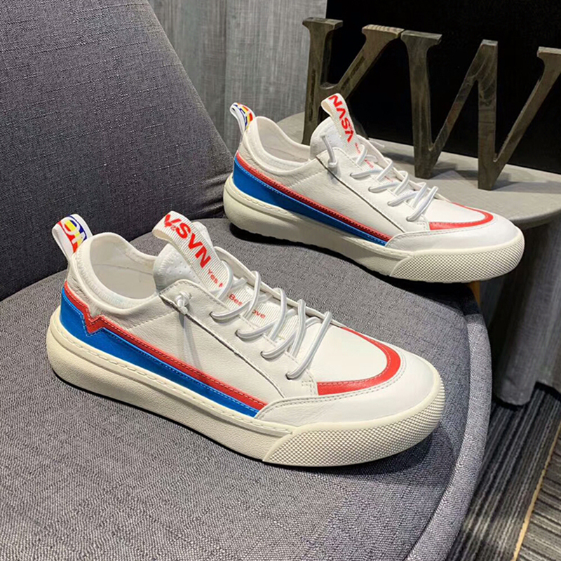 European station men's shoes 2022 autumn leather men's small white shoes Korean version of the trend board shoes fashionable breathable casual shoes