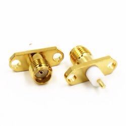 SMA-KFD rhomboid flange outer screw inner hole SMA female head external thread inner hole full copper gilded gold plated