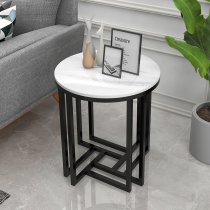 Light and luxurious living room edge a few sofa side table rock plate corner a few small round table ideostyle creative design balcony round small tea table