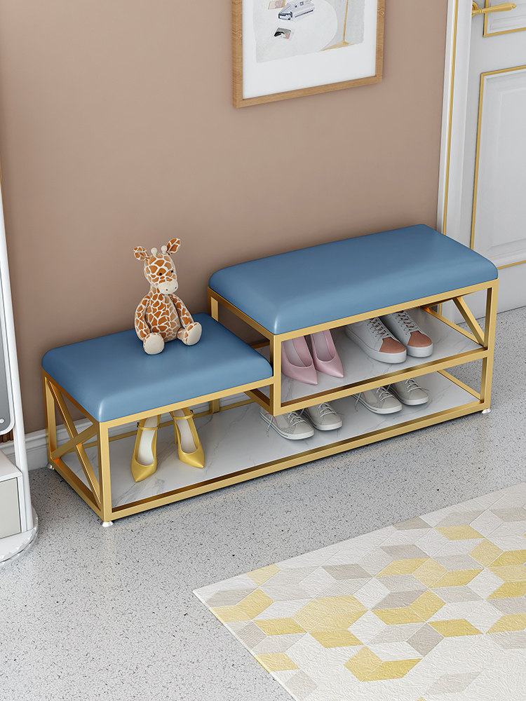 Light luxury shoe changing stool home door shoe cabinet integrated bedroom bed end stool long stool cloakroom children's shoe stool